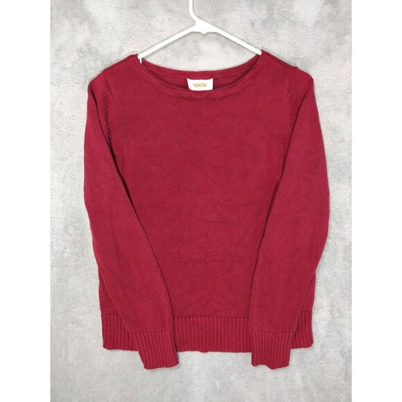 Talbots Sweater Womens Medium Red Floral Silk Round Neck Pullover - Picture 1 of 7